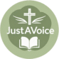 justavoice logo featuring cross and bible (1)